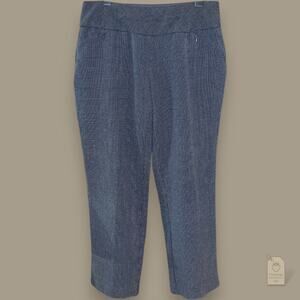 Investments Petites 4P Blue White Microdot Stretch Ankle Pants Work Career